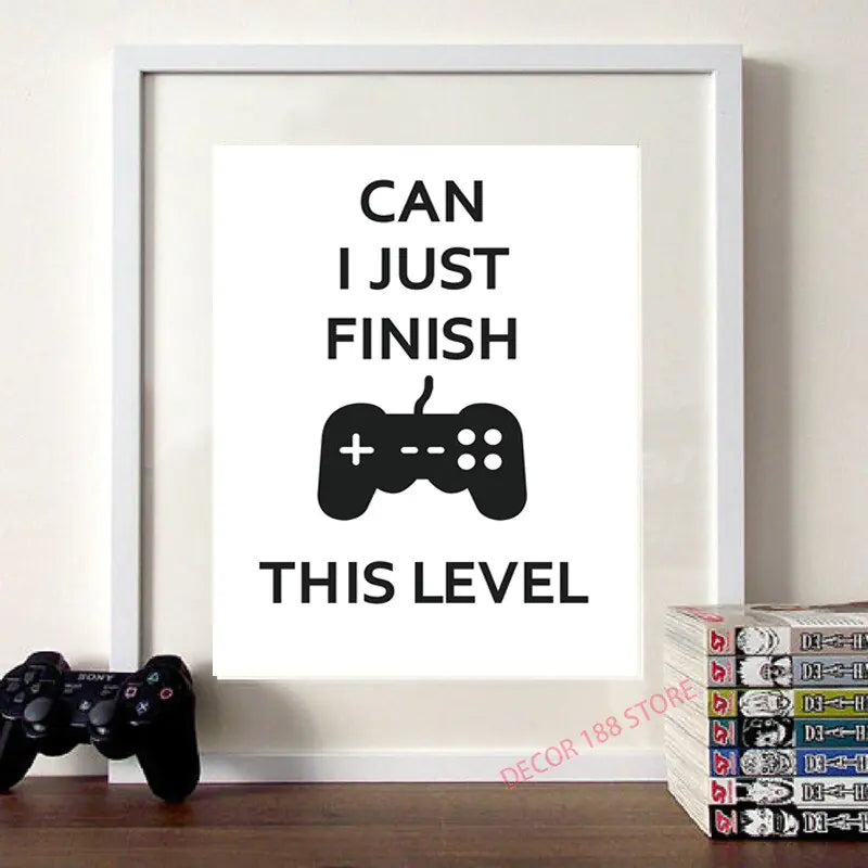 Video Game Prints Black White Posters Teen Boy Bedroom Decor