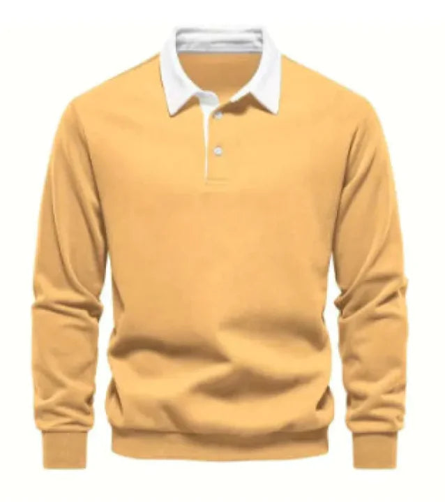 Men's Fashion Casual Versatile Long Sleeves Polo Collar Sweater