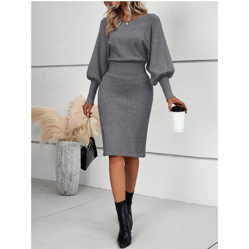 Crew Neck Long Sleeve Dress