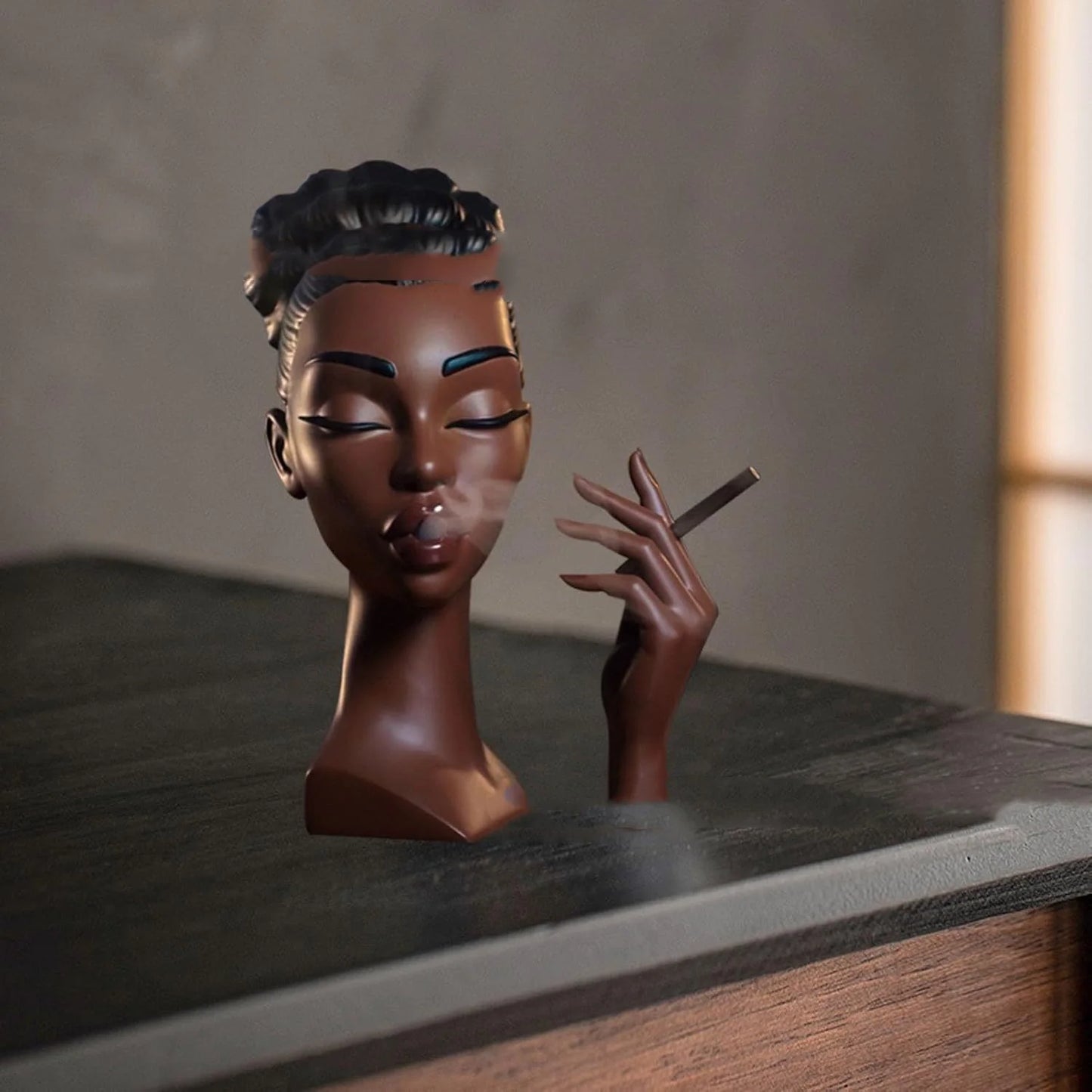 Elegant Black Woman Head Incense Burner