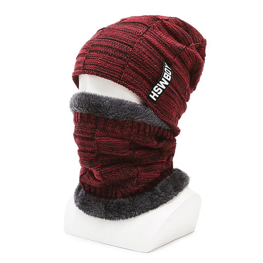 Hat Men's Winter Fleece Lined Padded Warm Keeping Woolen Knitted Hat