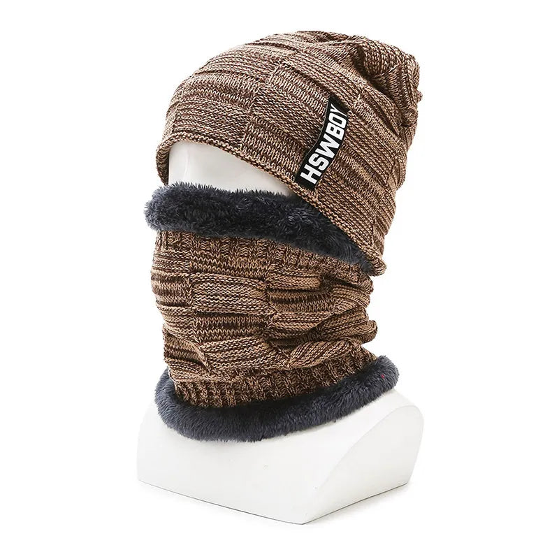 Hat Men's Winter Fleece Lined Padded Warm Keeping Woolen Knitted Hat