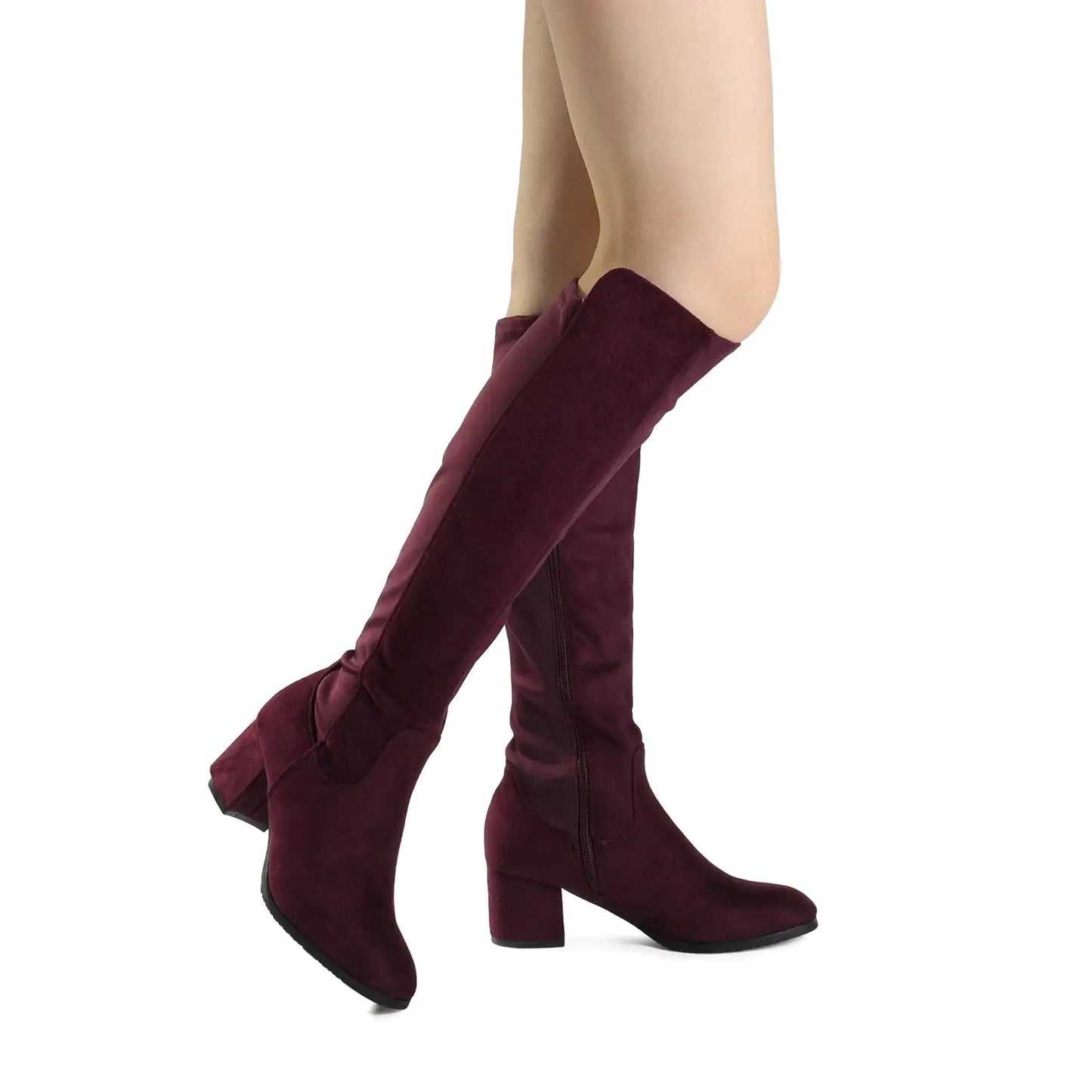 DREAM PAIRS Women's Knee High Stretchy Fashion Boots 6.5 Burgundy