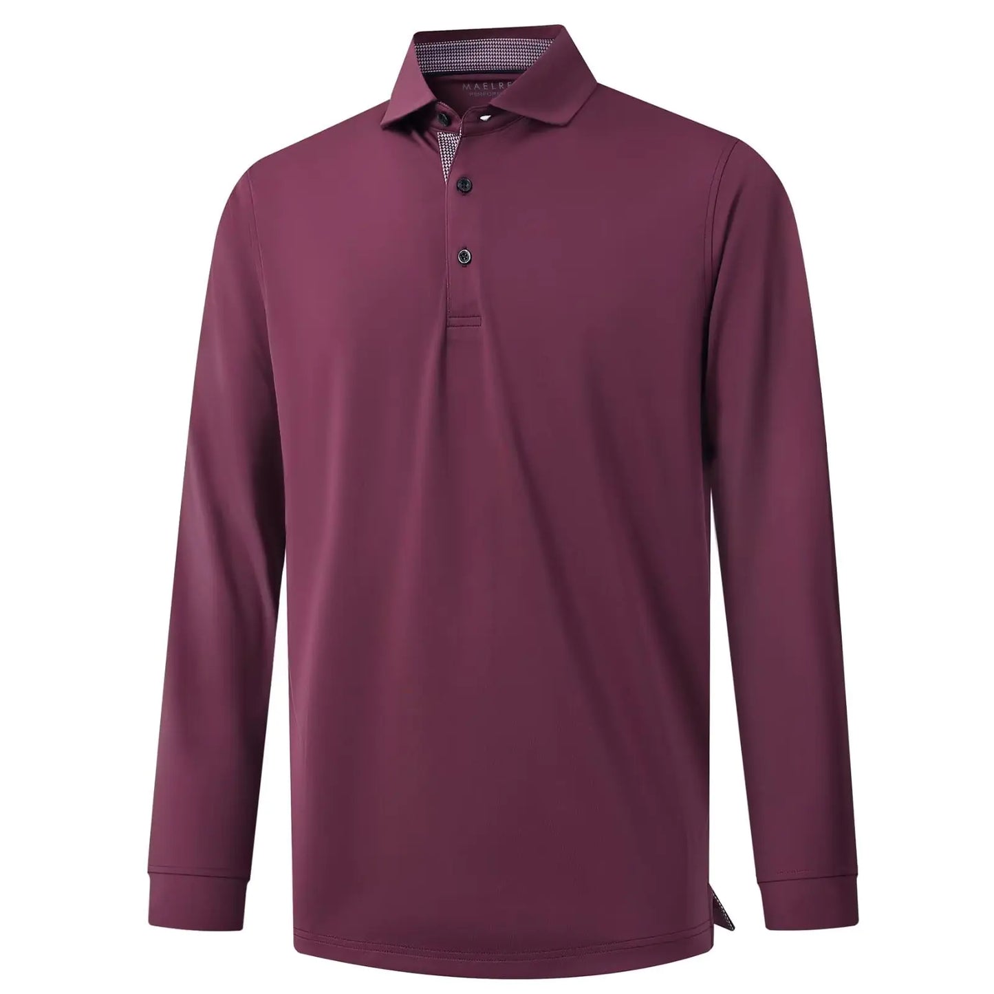 Mens Polo Shirts Short and Long Sleeve Casual Solid Stylish Dry Fit Performance Designed Collared Golf Polo Shirts for Men Medium Bordeaux Red-long