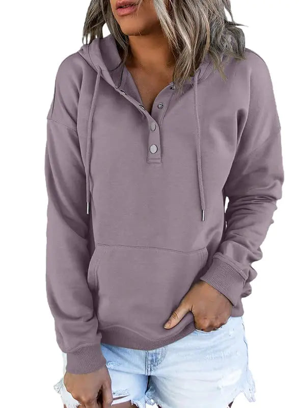 Dokotoo Damen 2024 Kapuzenpullover mit Knopfkragen und Kordelzug, Kapuzenpullover, lässig, langärmelig, Oberteile, Hemden, Grün, 4, groß