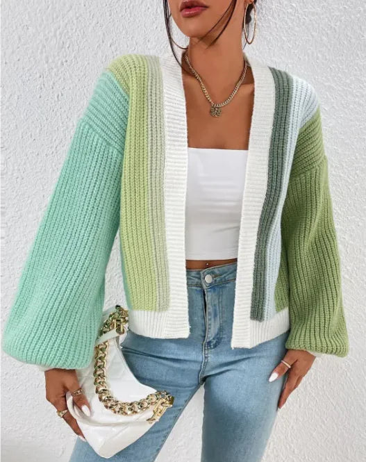 Women's Patchwork Design Fashion Loose Cardigan