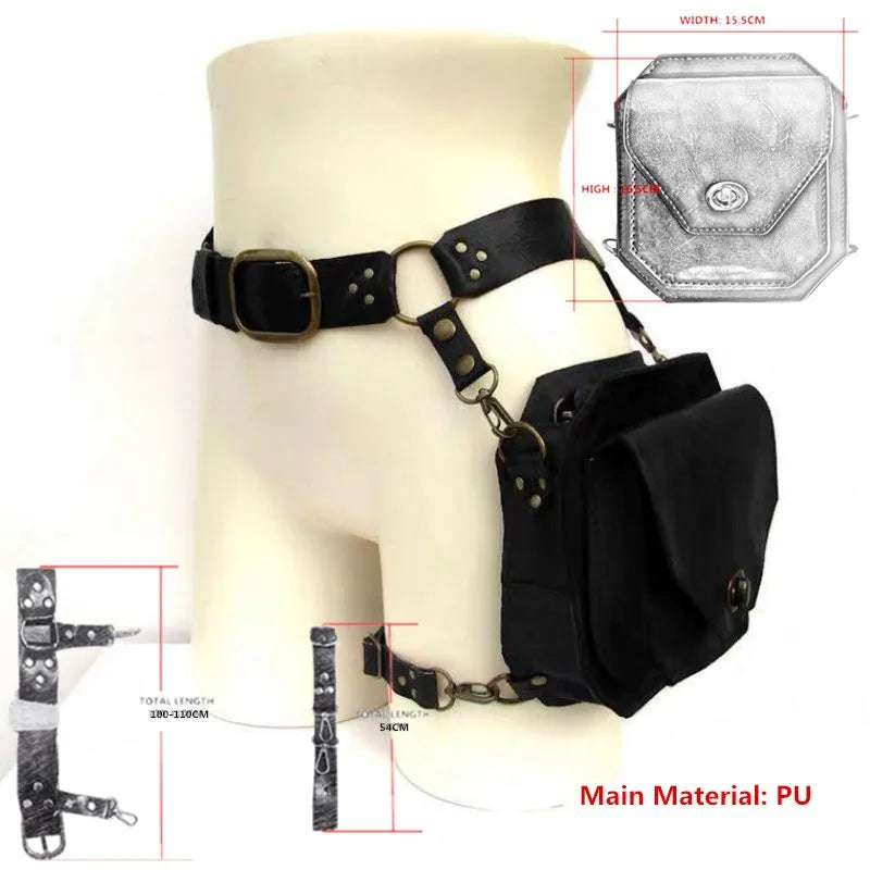 Steampunk Retro PU Waist Bag For Women