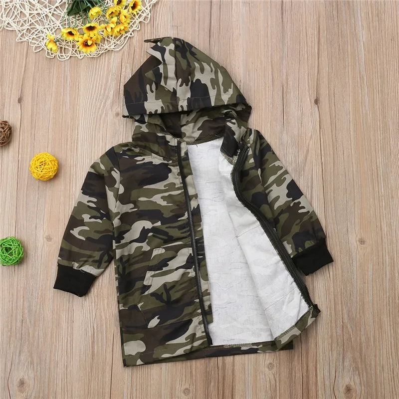 Camouflage Dinosaur Hooded Jacket for Boys