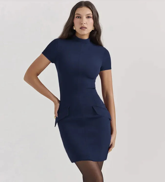 Solid Color Simple And Tight Waist-tight Dress