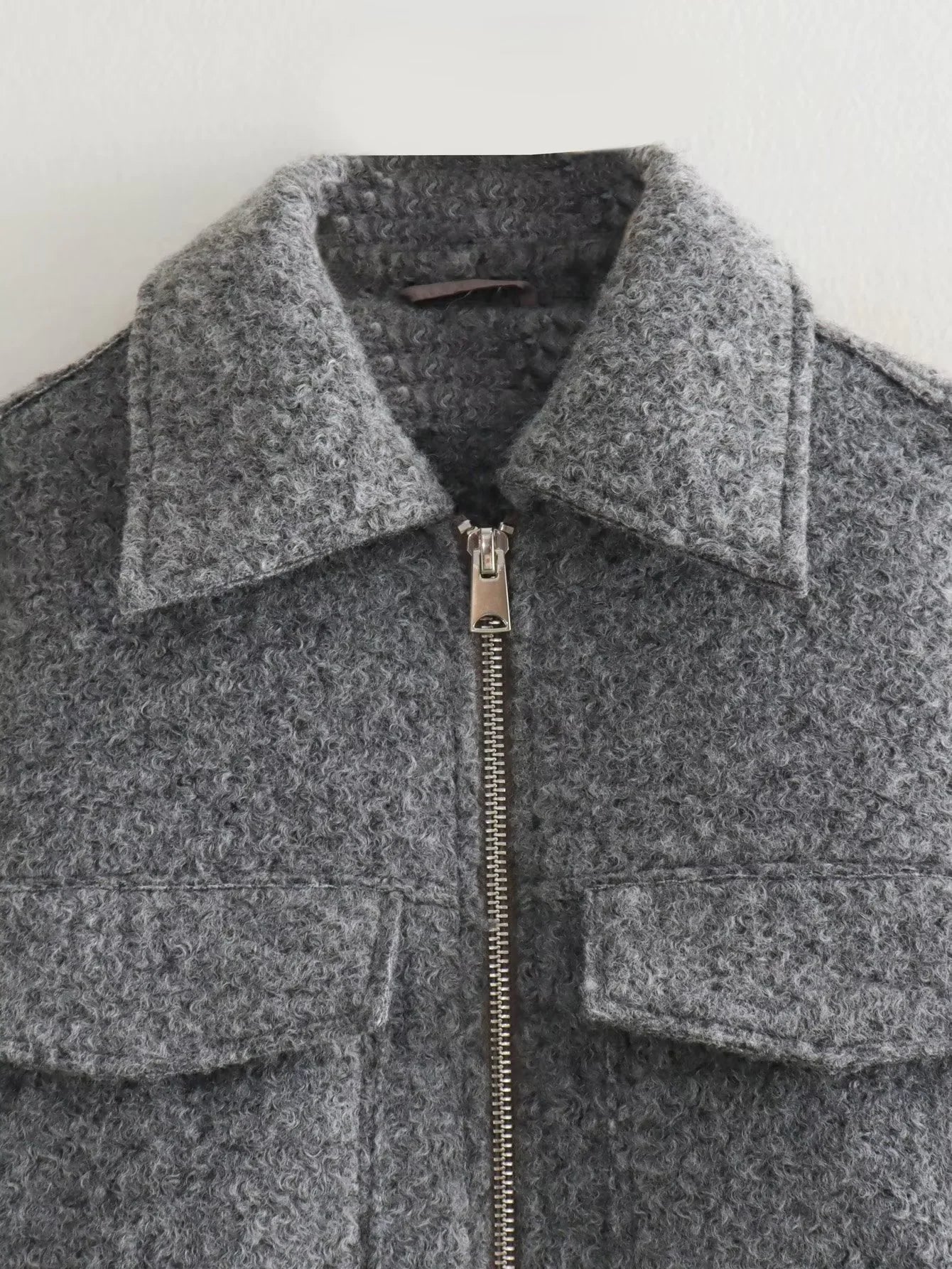 Women's Cropped Zip Up Tweed Short Coat