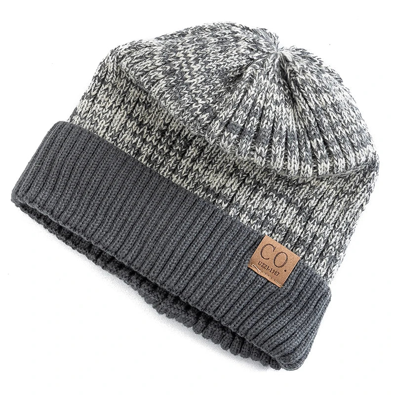 Unisex Two-Tone Winter Knitted Beanie