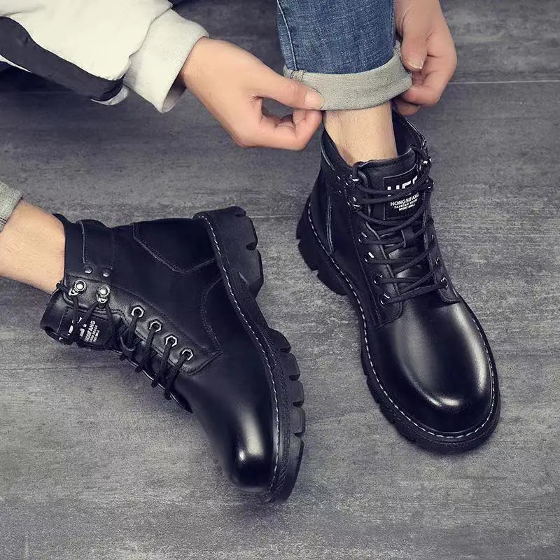 Unisex Leather Shoes High Top Fashion Winter Boots