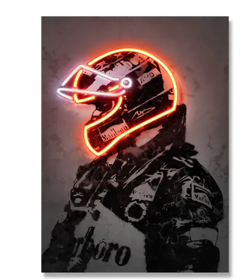 Neon Glow Vintage Helmet Canvas Art