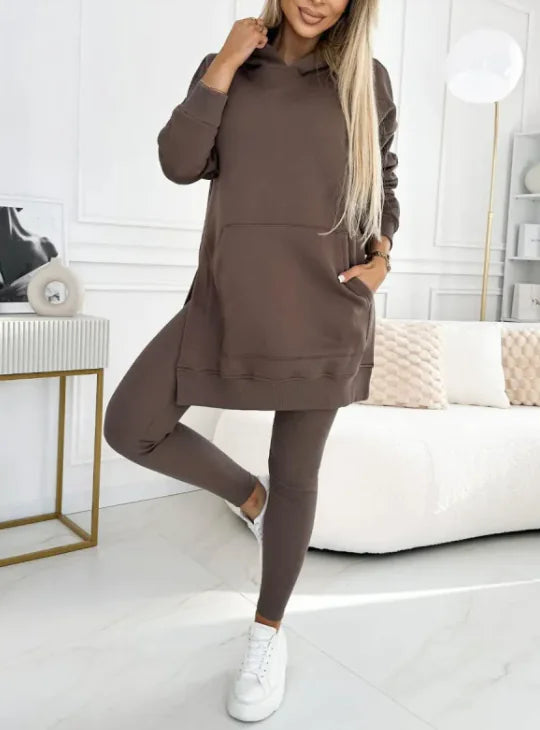 Casual Hooded Sweater & Leggings Set