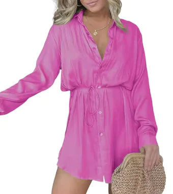 Women's V-Neck Lapel Romper Dress