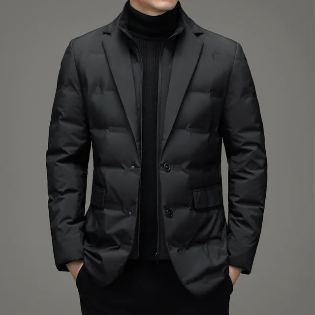 Men's Winter Fake Two Piece Warm Blazer