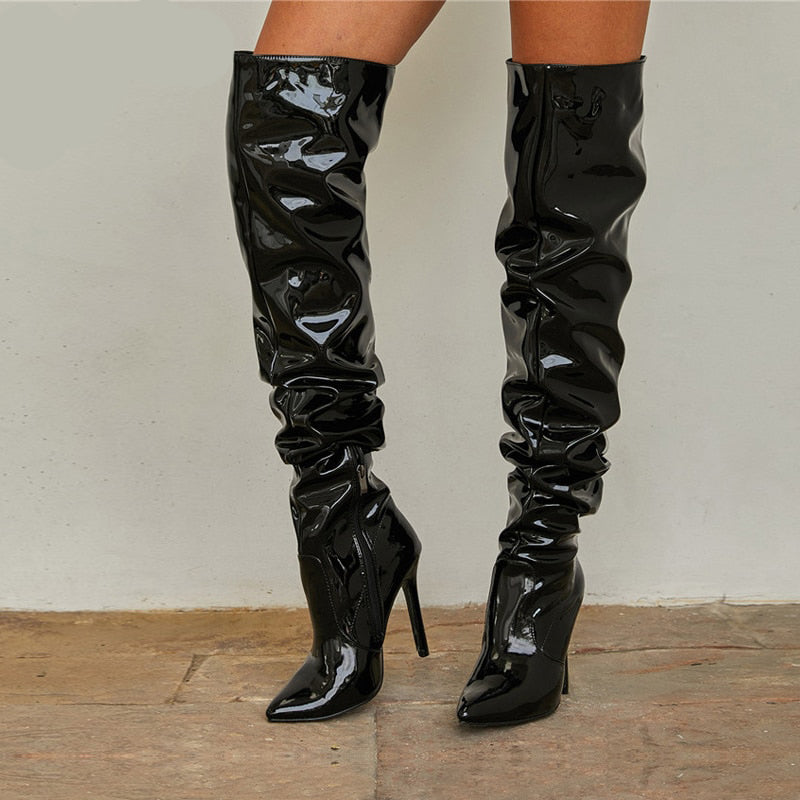 Women's Motorcycle Over The Knee Boots