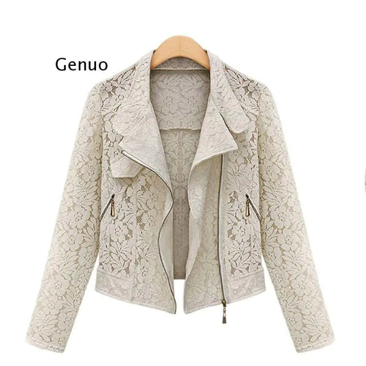 Autumn Lace Biker Jacket: High-Quality