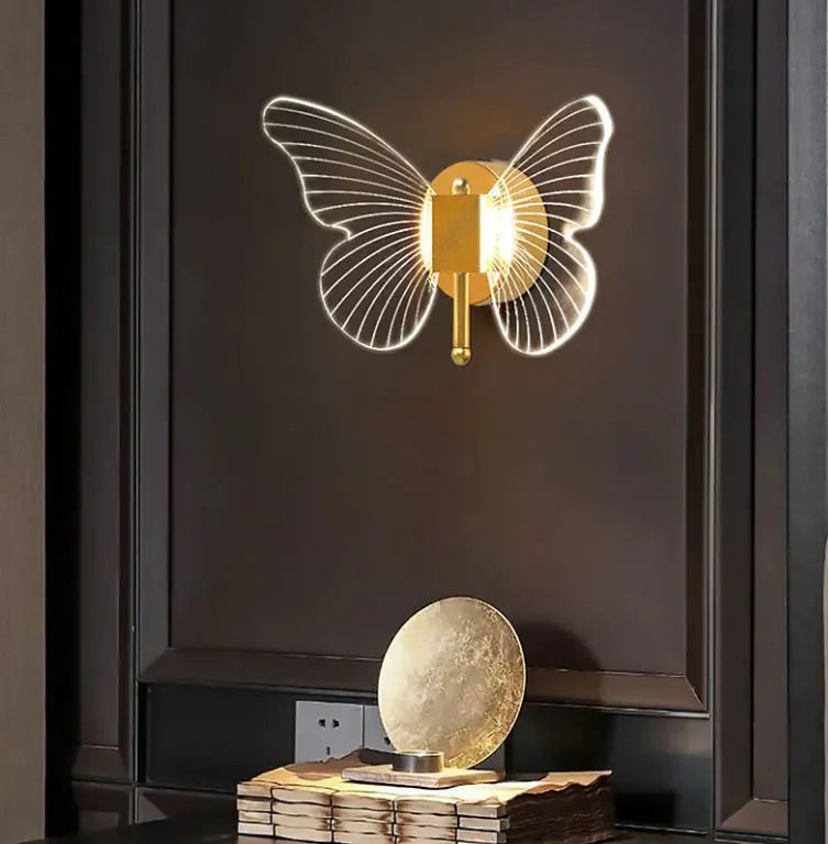 Butterfly Wall Lamp Light Luxury Bedside Warm Decoration