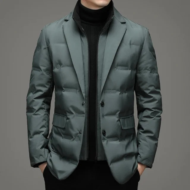 Men's Winter Fake Two Piece Warm Blazer