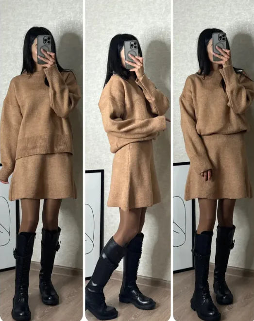 Women Knitwear Skirt Outfit