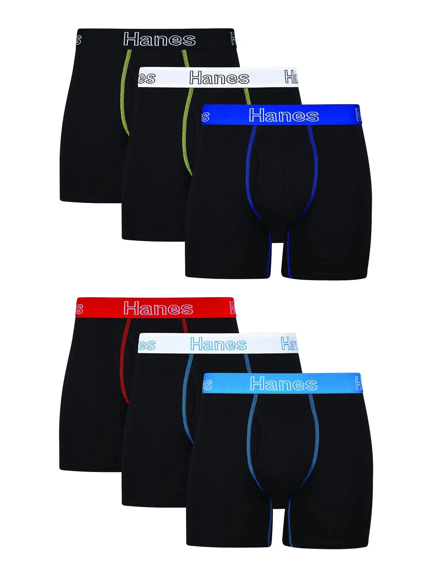 Hanes Men's Underwear Boxer Briefs, Cotton Stretch Moisture-Wicking Underwear, Multi-pack 3X-Large Black - 6 Pack