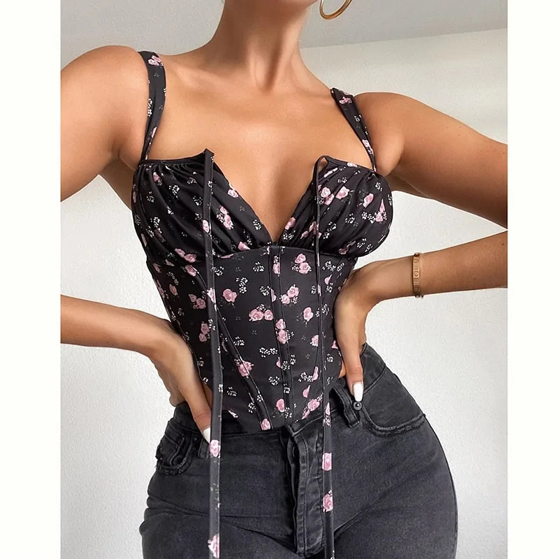 NewAsia Floral Corset Crop Top