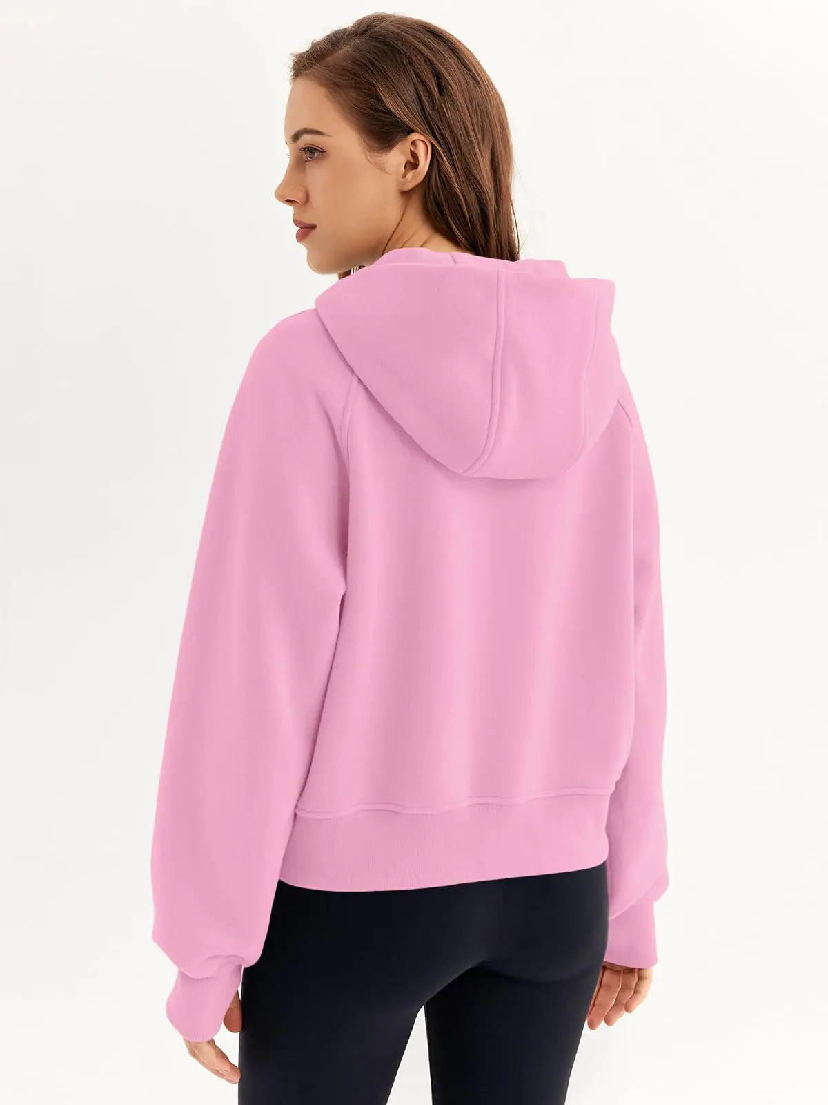 AUTOMET Womens Zip Up Hoodies Fleece Jackets Oversized Sweatshirts Fall Fashion Outfits 2024 Sweaters Winter Clothes Pink X-Small