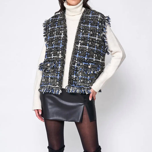 Exquisite Plaid Tweed Vest