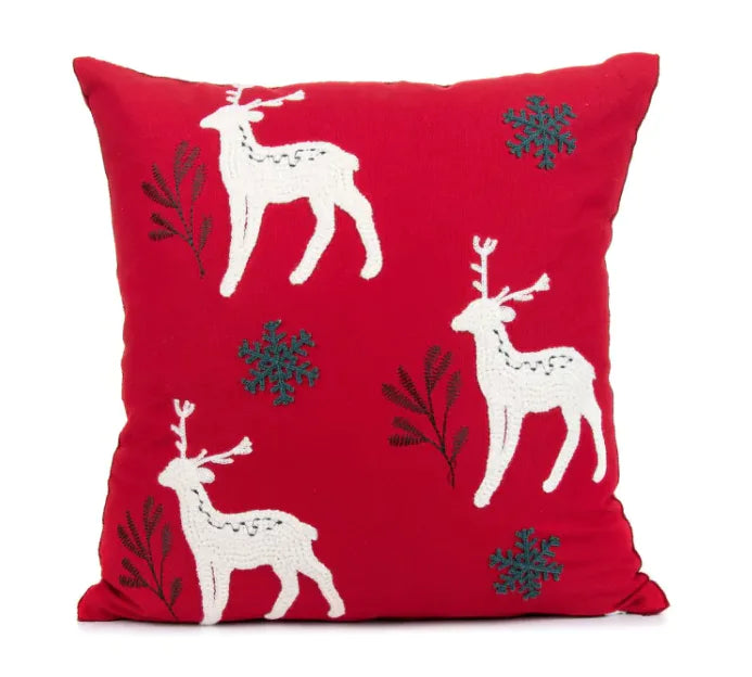 Embroidered Christmas Pillow Cover