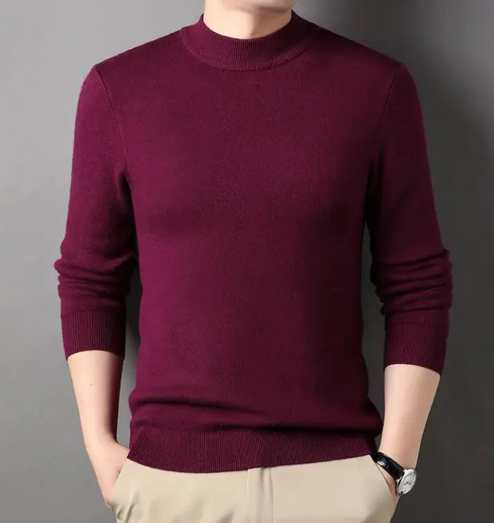 Men's Half-high Collar Sweater Fashion Simple Pullover