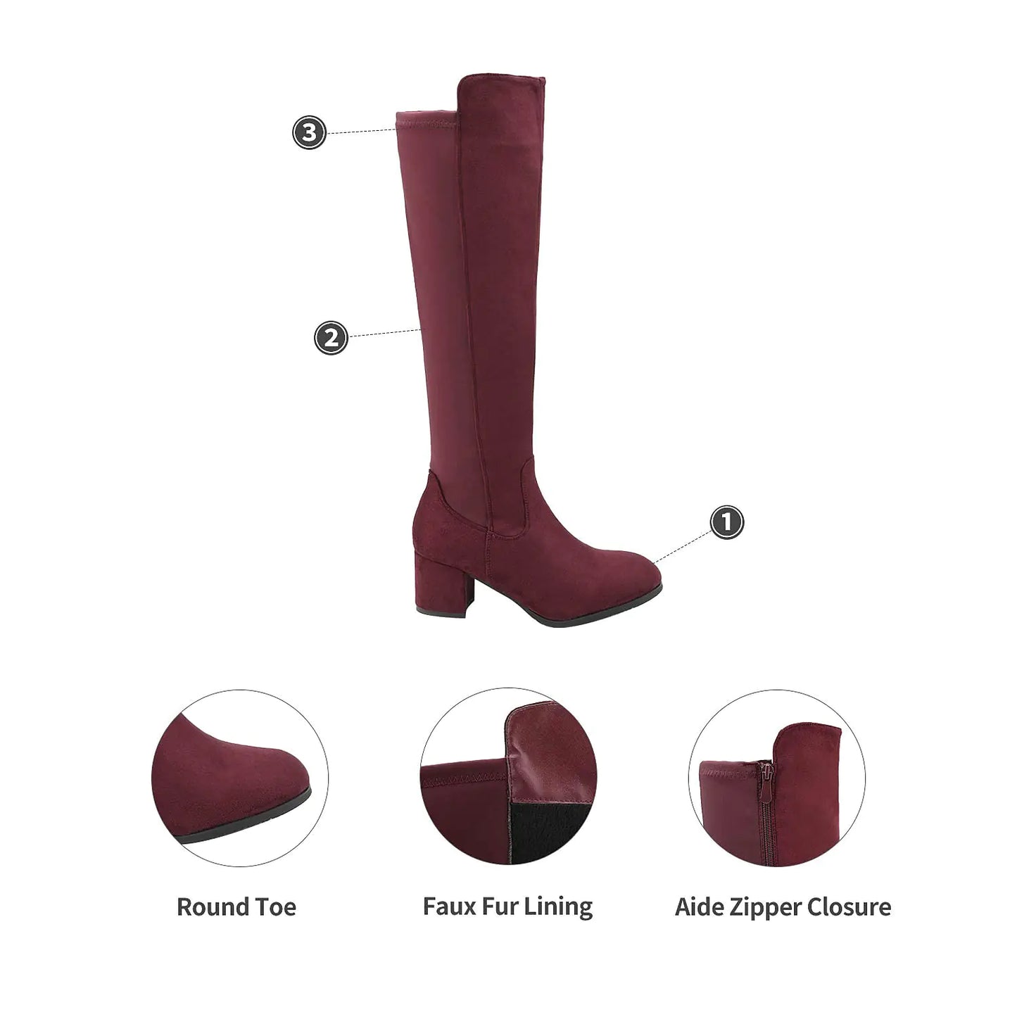 DREAM PAIRS Women's Knee High Stretchy Fashion Boots 6.5 Burgundy