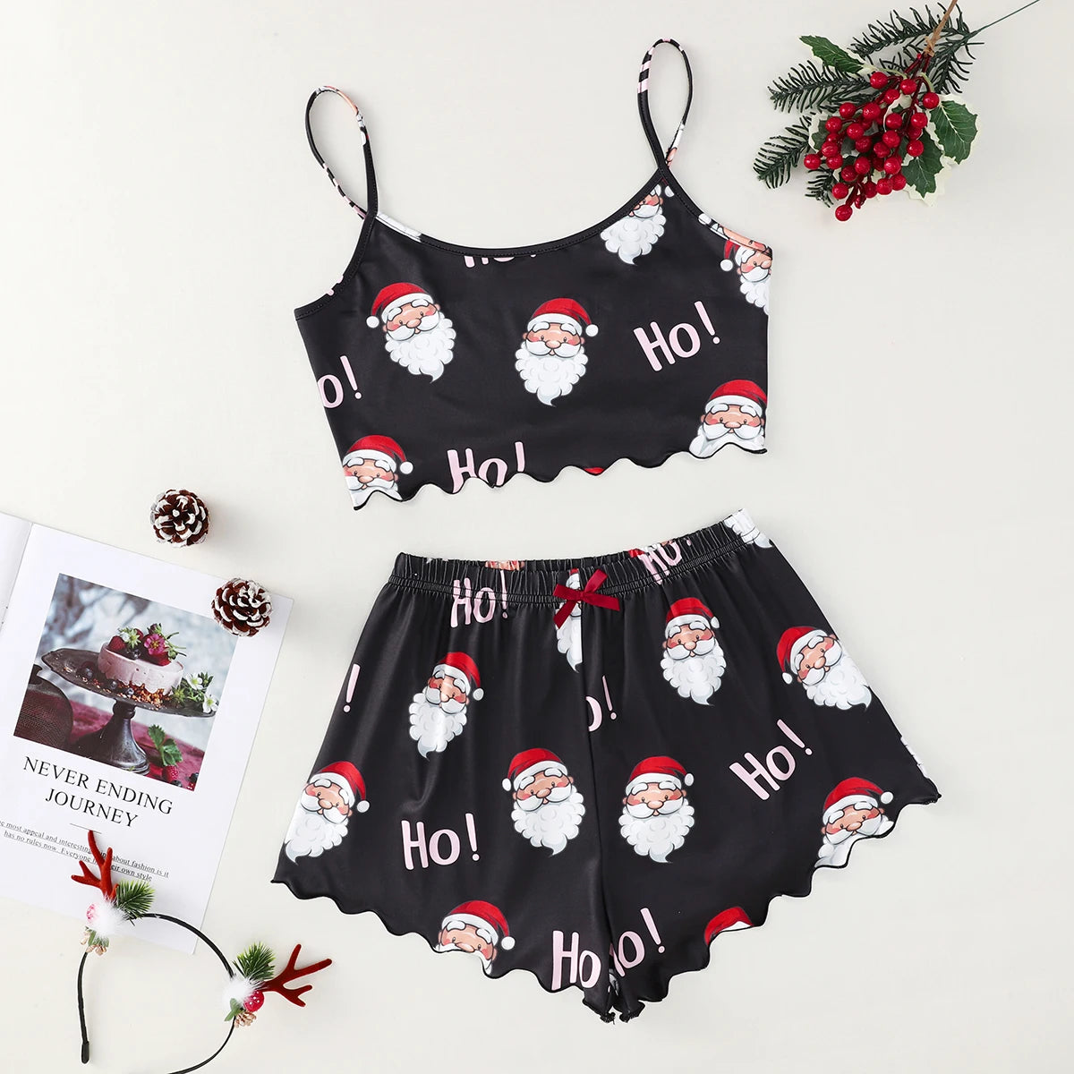 Ärmelloses Camisole-Oberteil mit weihnachtlichem Aufdruck