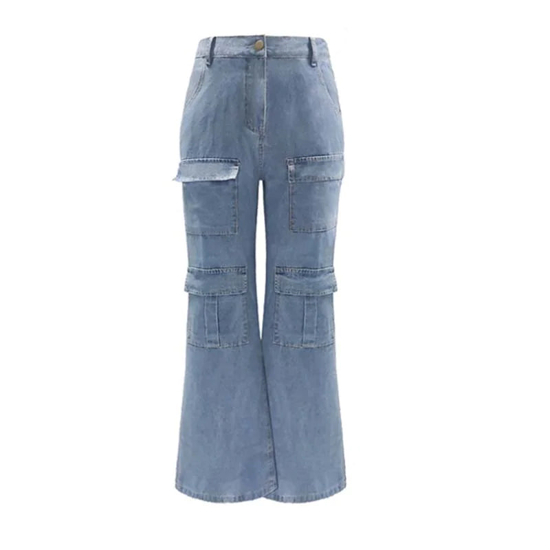 Damen Jeans gewaschen große Tasche lose