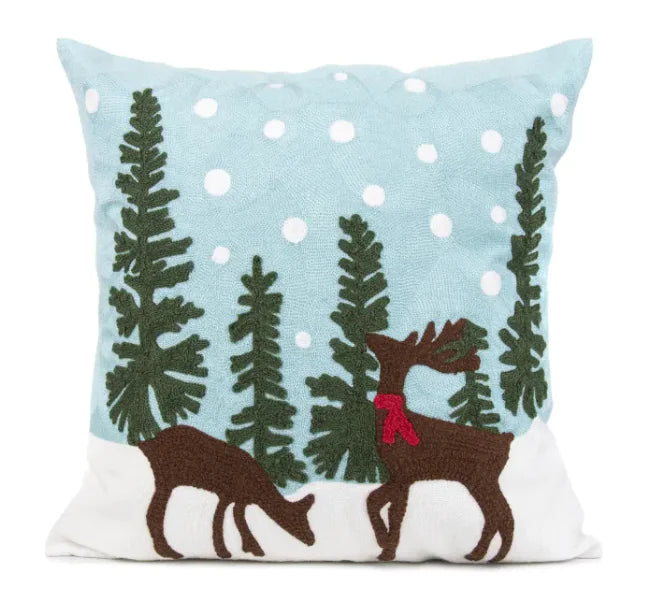 Embroidered Christmas Pillow Cover