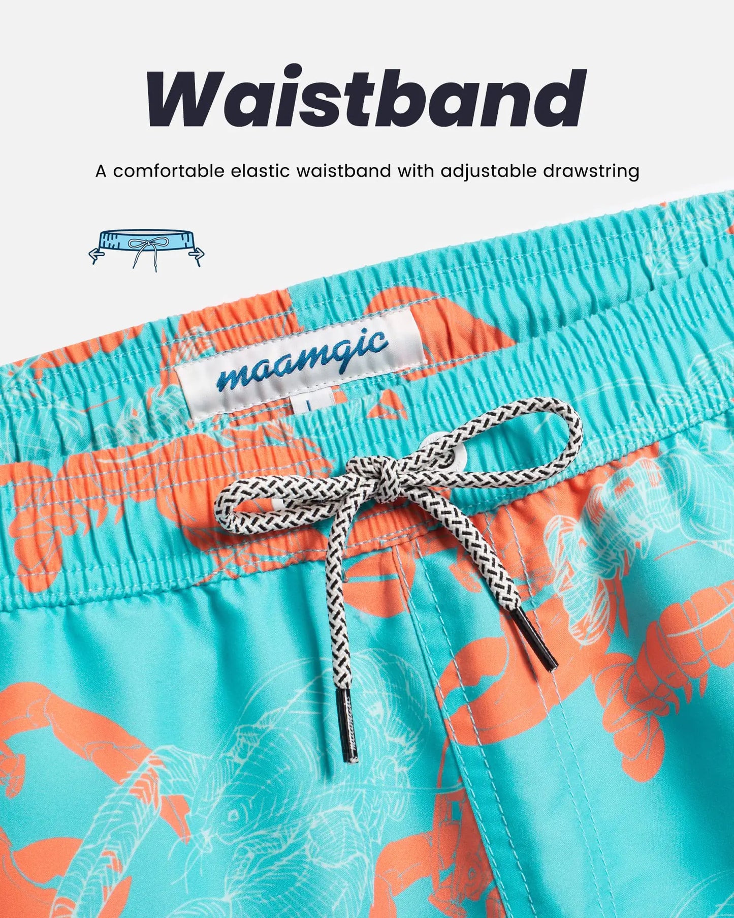 MaaMgic Mens Swim Trunks Quick Dry Swim Shorts with Mesh Lining Funny Swimwear Bathing Suits X-Large Pink Blue Lobster