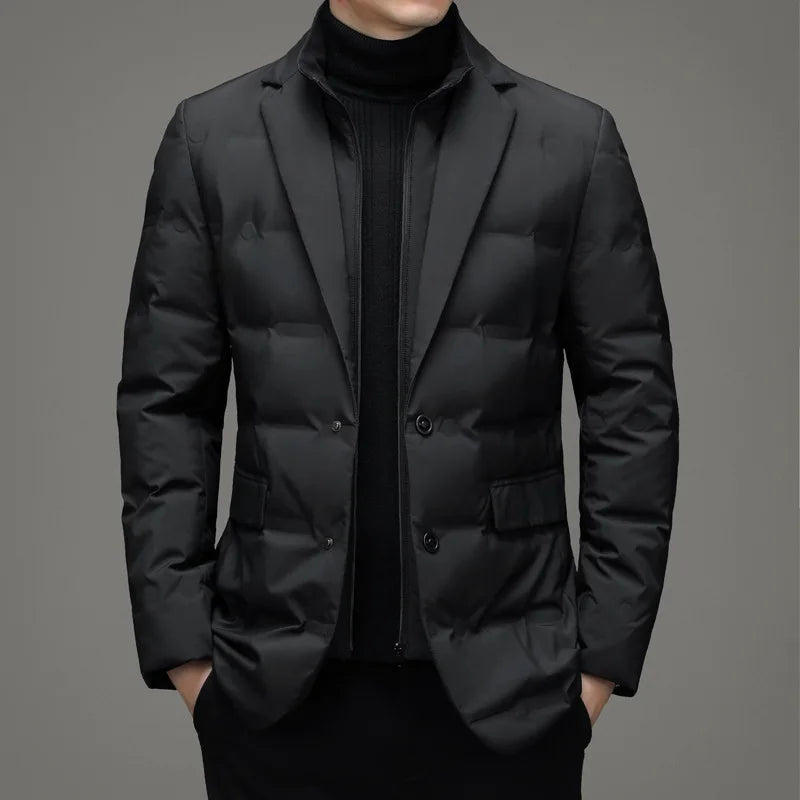 Men's Winter Fake Two Piece Warm Blazer