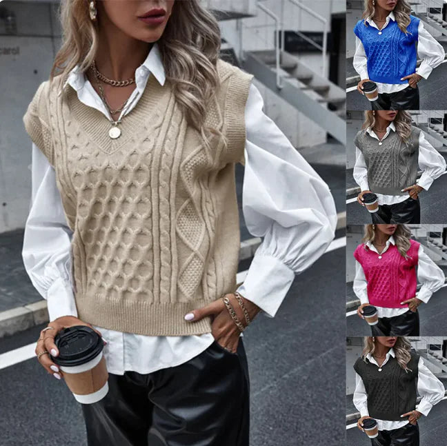 Women's European & American Style Knit Fashion Vest