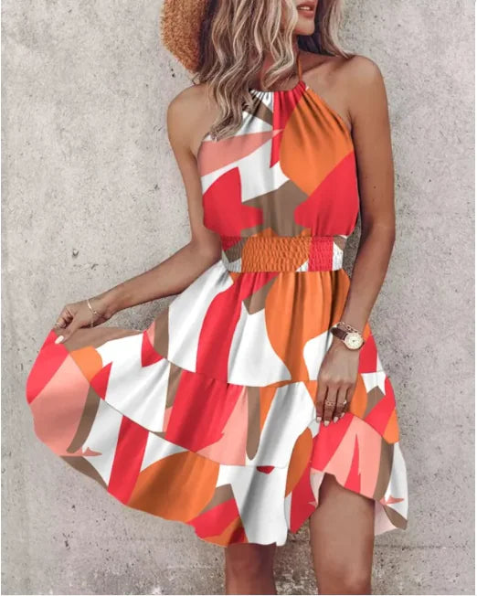 Summer Chic Halter Dress - European & American Print