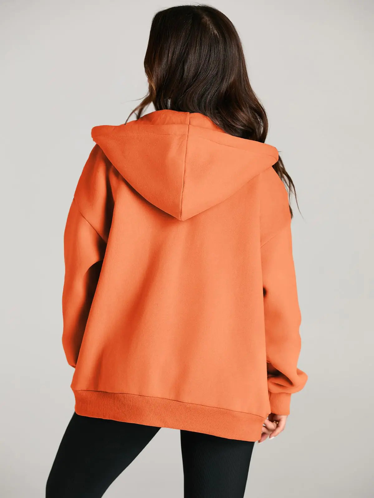 EFAN Women's Drawstring Zip Up Cute Hoodies Fall Jacket Oversized Casual Sweatshirts with Pocket X-Small Orange