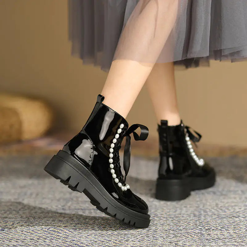 Patent Leather Ankle Boots