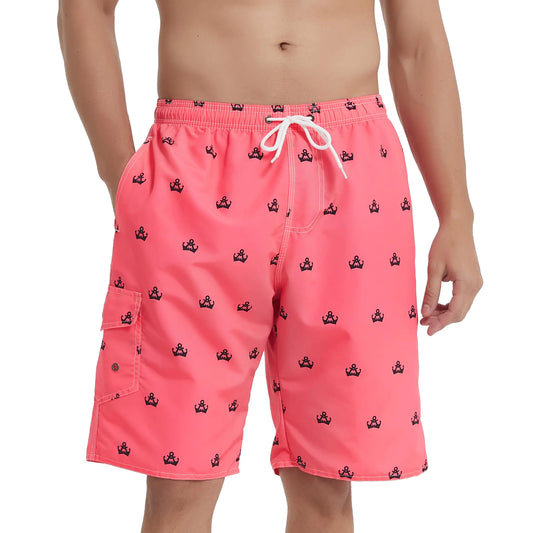 Mens Swimming Trunks Swim Trunks Quick Dry Swim Shorts with Mesh Lining Funny Swimwear Bathing Suits Large Pink Anchor