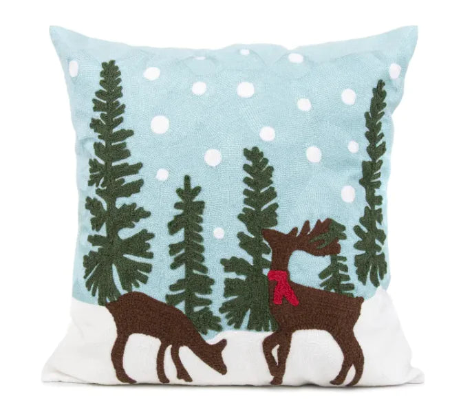 Embroidered Christmas Pillow Cover