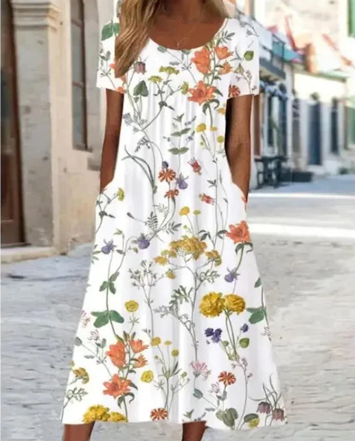 Flowy Bloom Loose-Fit Floral Maxi Dress