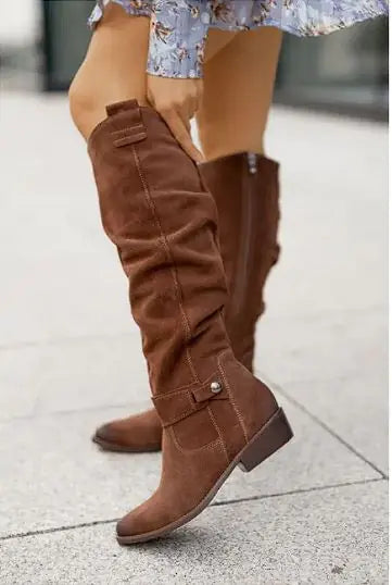 Women's Suede High Boots with Zipper