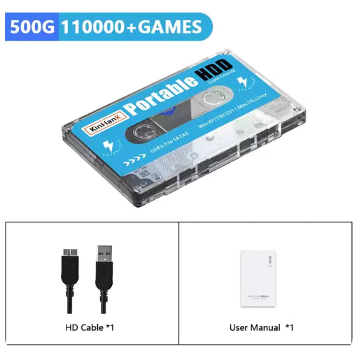 KINHANK Super Console 500G – 100.000 Spiele, 70 Emulatoren, Plug &amp; Play-Festplatte für DC, MAME, PS2, PS1