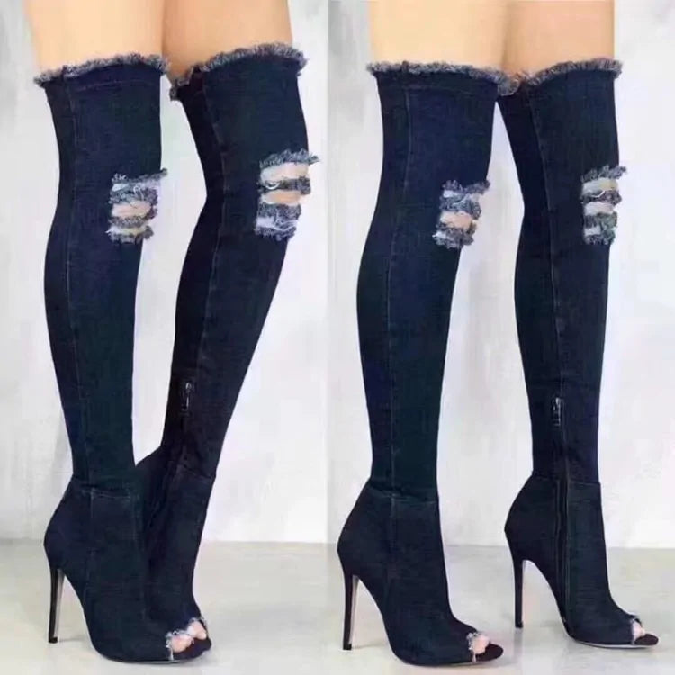 Over The Knee Denim Boots