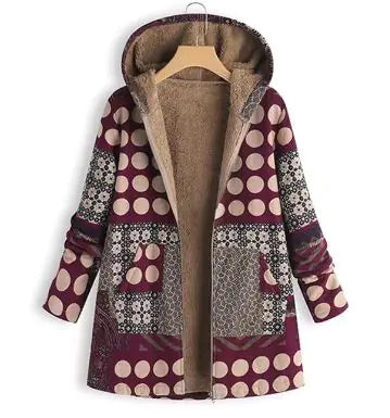 Winter Retro Hooded Cashmere Jacket for Women