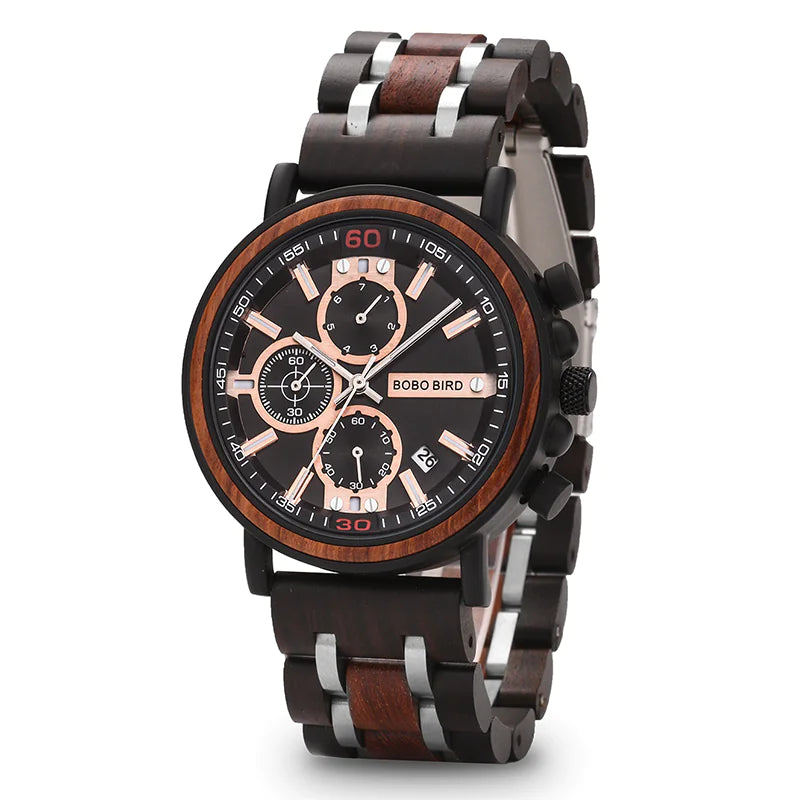 Calendar Chronograph Wooden Watch