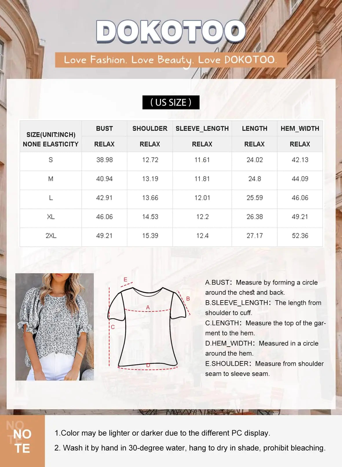 Dokotoo Floral Print Blouses for Women Crewneck Smocked Puff Sleeve Shirts Casual Babydoll Tops XX-Large 1 Khaki